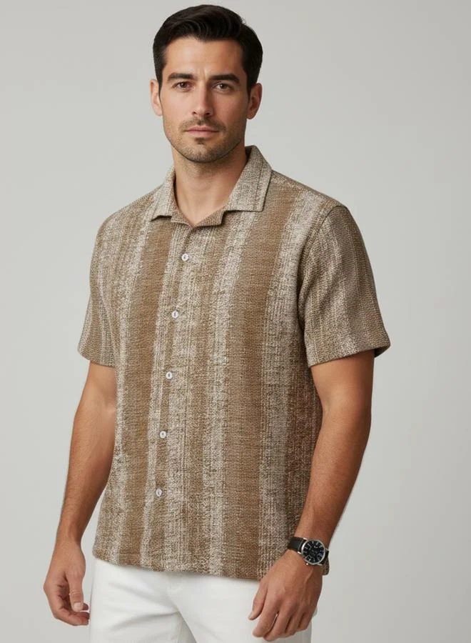 ترولوم قميص قطن مخطط بقصة عادية للرجال